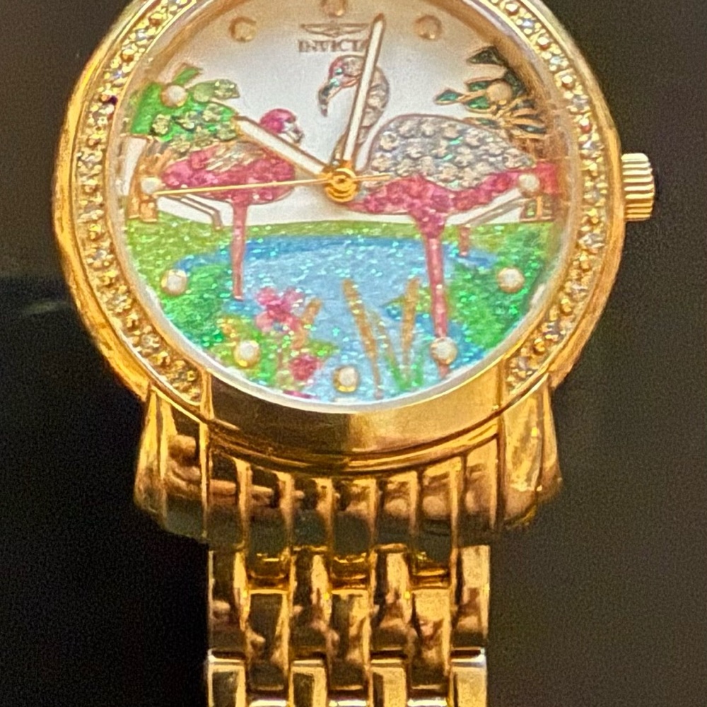 Flamingo Invicta Gold Stainless Steel Watch